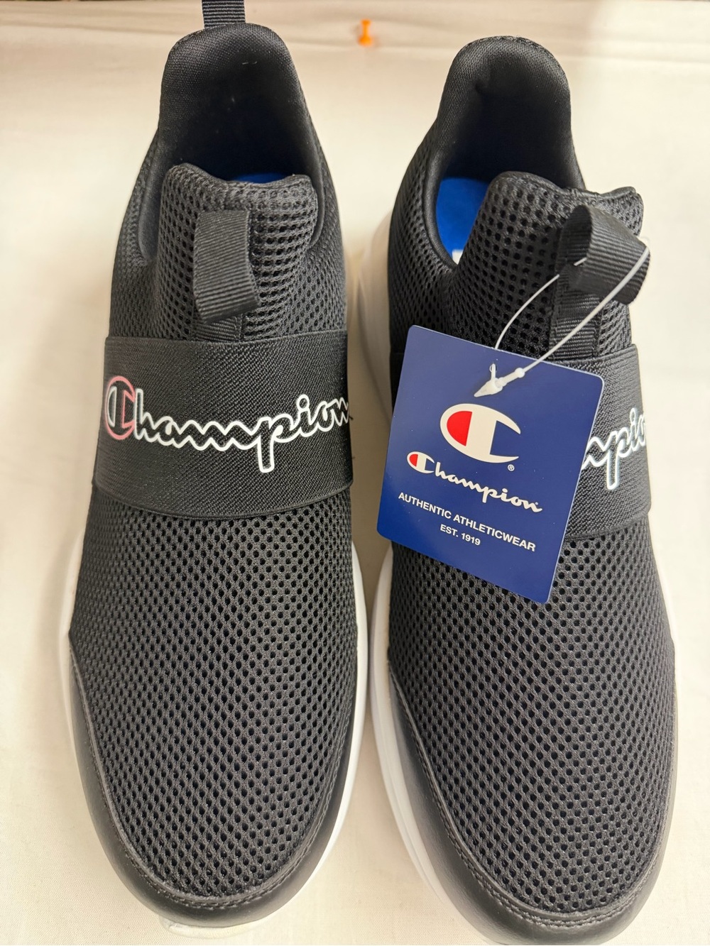 Champion Men's Slip-On Athletic Sneakers - Black with White Sole